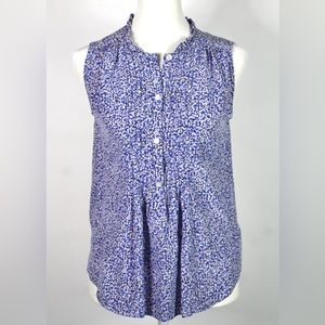 Kate Spade New York Blue Pink Polka Dot Sleeveless Silk Blend Top